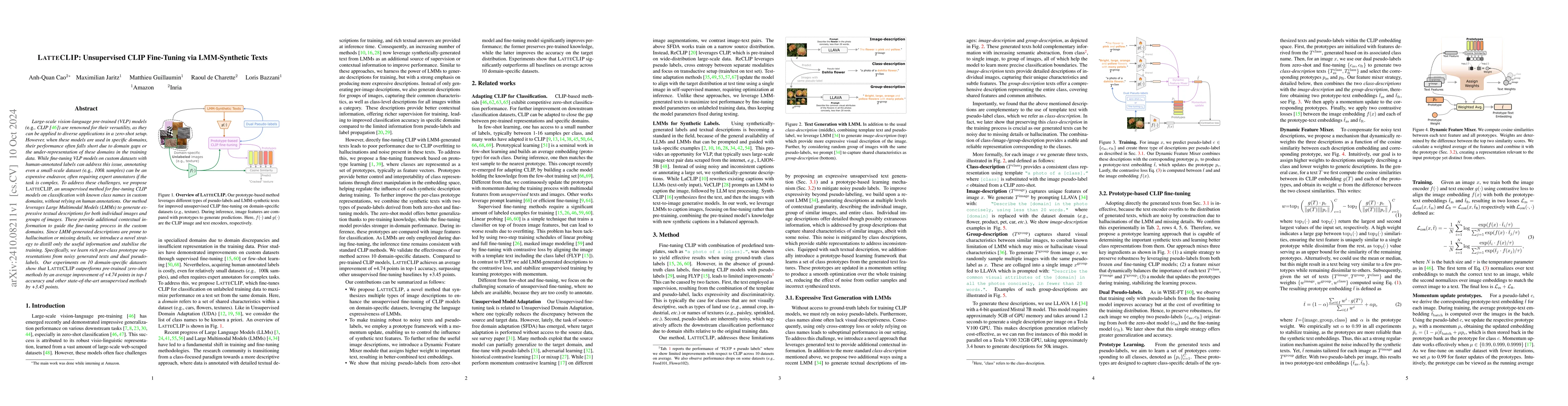 Thumbnail for LatteCLIP: Unsupervised CLIP Fine-Tuning via LMM-Synthetic Texts