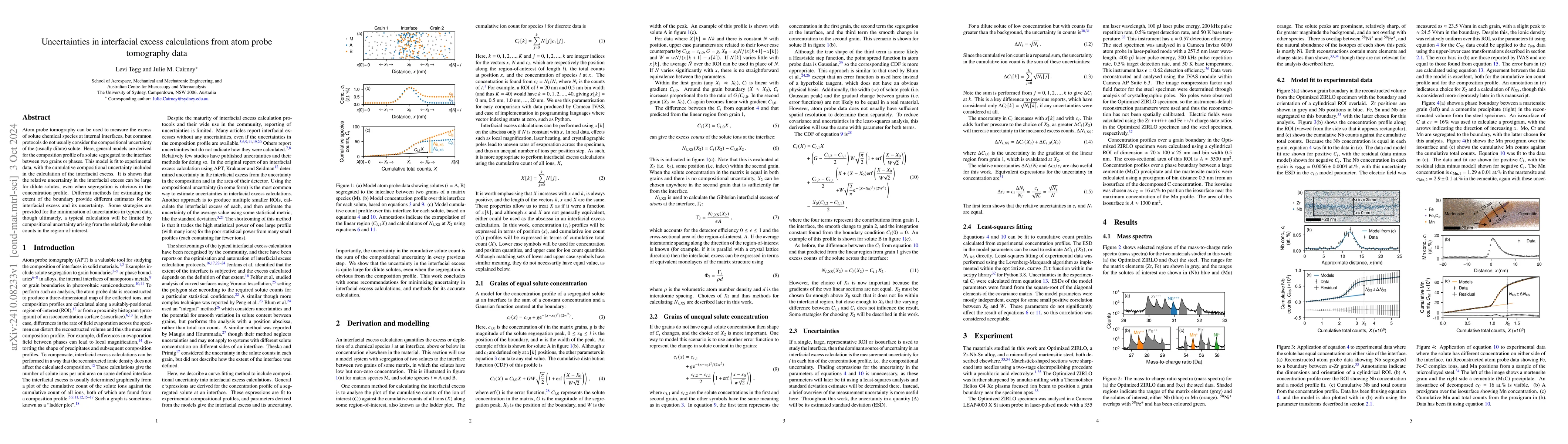 Thumbnail for Uncertainties in interfacial excess calculations from atom probe
  tomography data