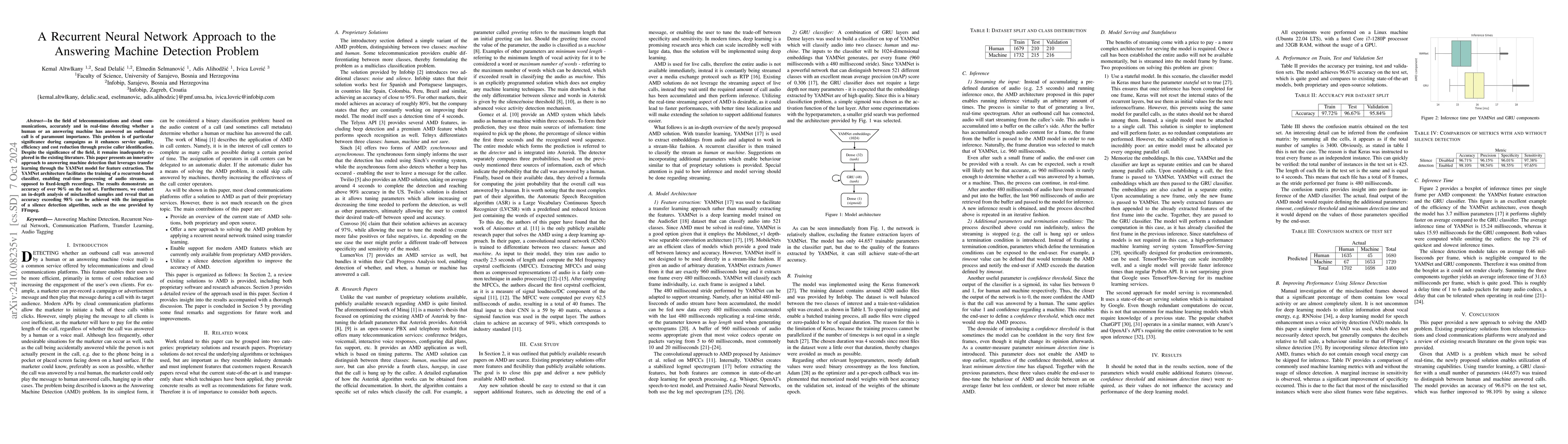 Thumbnail for A Recurrent Neural Network Approach to the Answering Machine Detection
  Problem