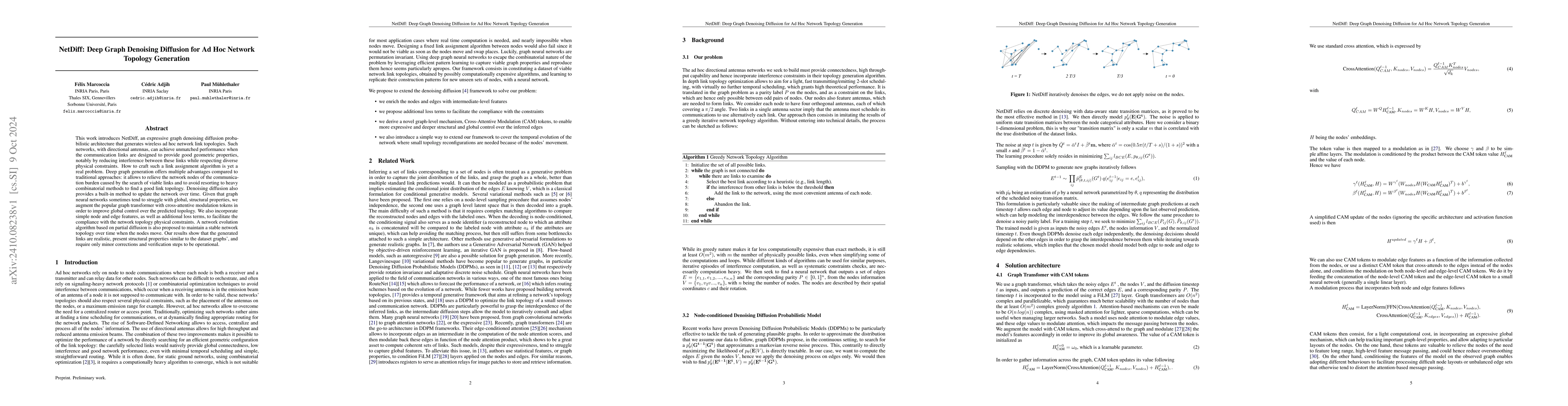 Thumbnail for NetDiff: Deep Graph Denoising Diffusion for Ad Hoc Network Topology
  Generation