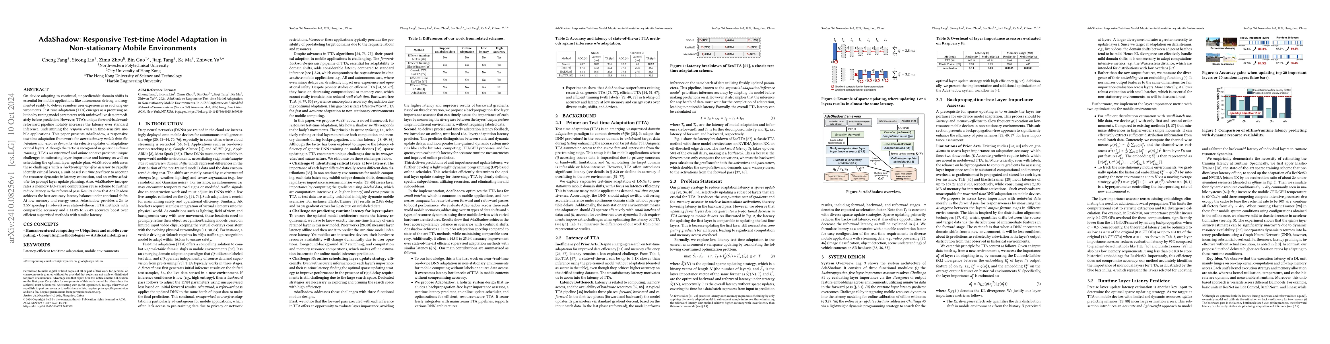 Thumbnail for AdaShadow: Responsive Test-time Model Adaptation in Non-stationary
  Mobile Environments