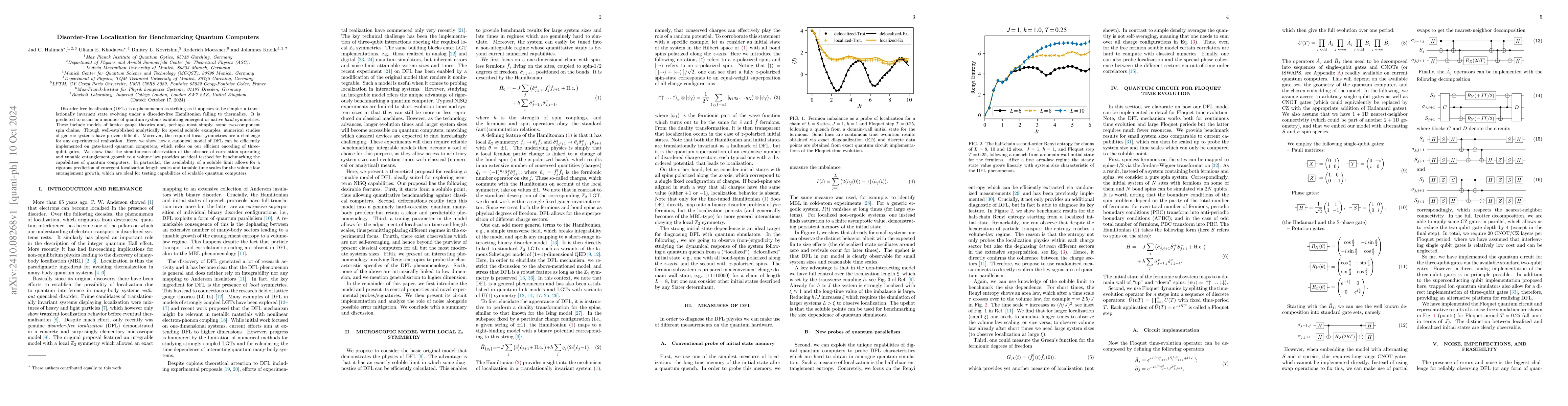 Thumbnail for Disorder-Free Localization for Benchmarking Quantum Computers