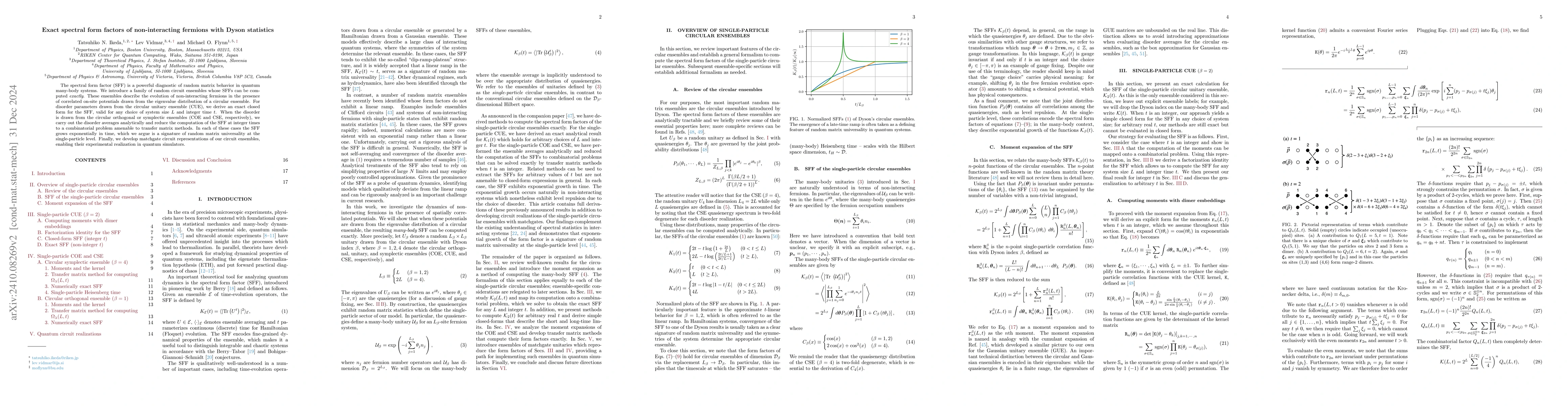 Thumbnail for Exact spectral form factors of non-interacting fermions with Dyson
  statistics
