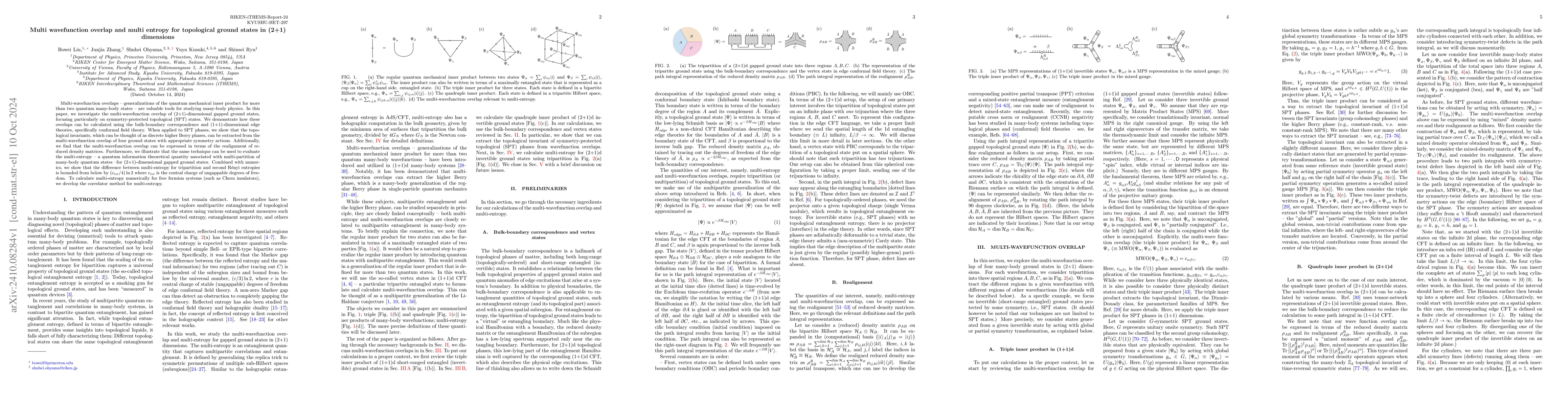 Thumbnail for Multi wavefunction overlap and multi entropy for topological ground
  states in (2+1) dimensions