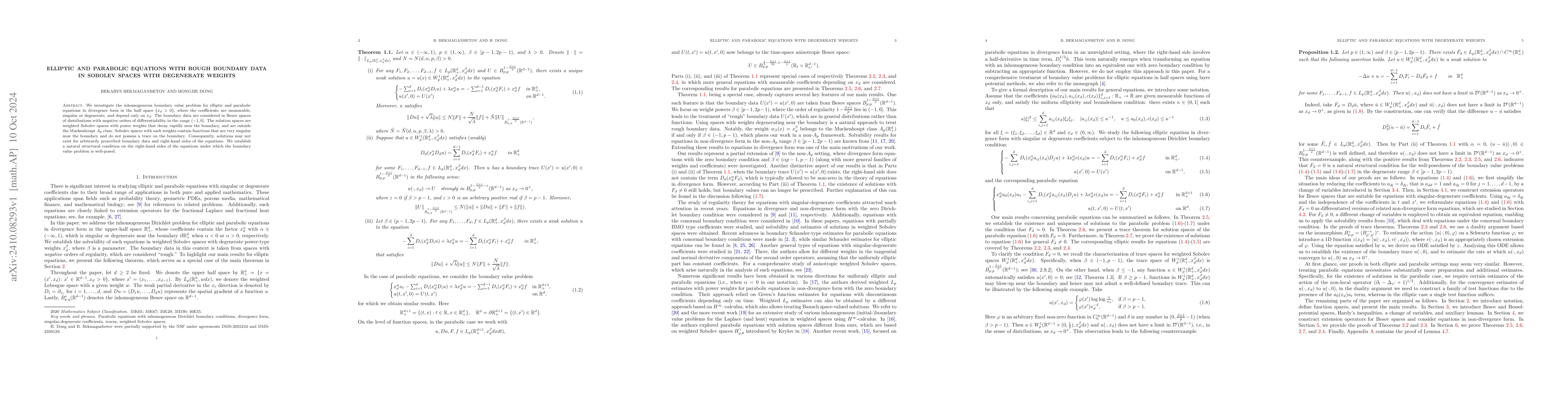 Thumbnail for Elliptic and parabolic equations with rough boundary data in Sobolev
  spaces with degenerate weights