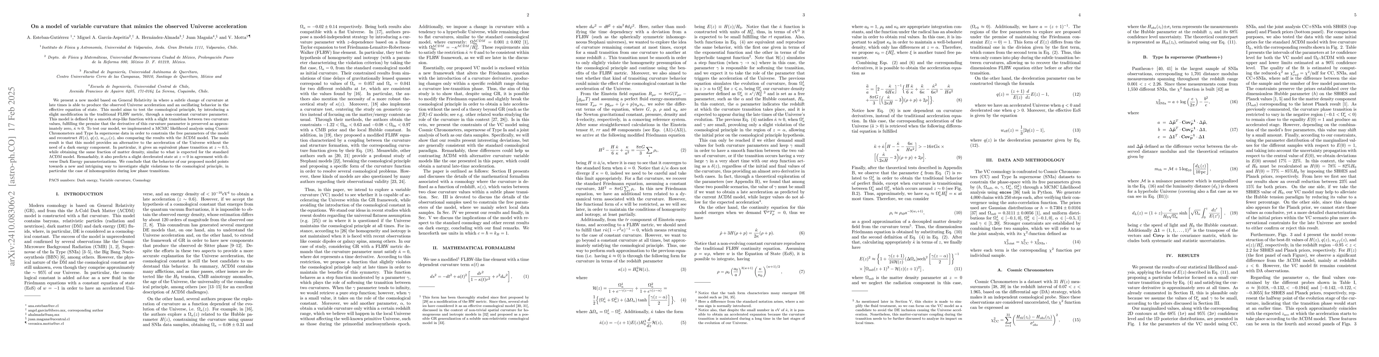 Thumbnail for On a model of variable curvature that mimics the observed Universe
  acceleration