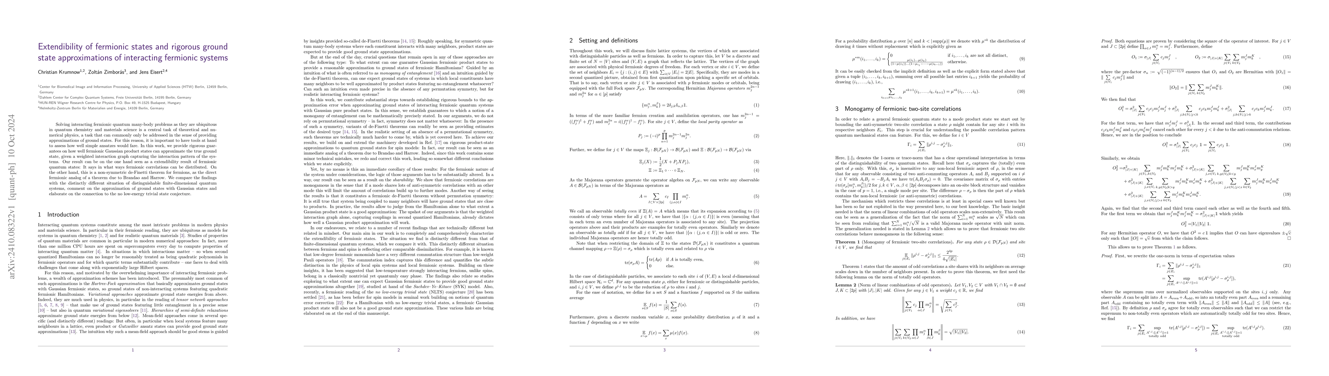 Thumbnail for Extendibility of fermionic states and rigorous ground state
  approximations of interacting fermionic systems