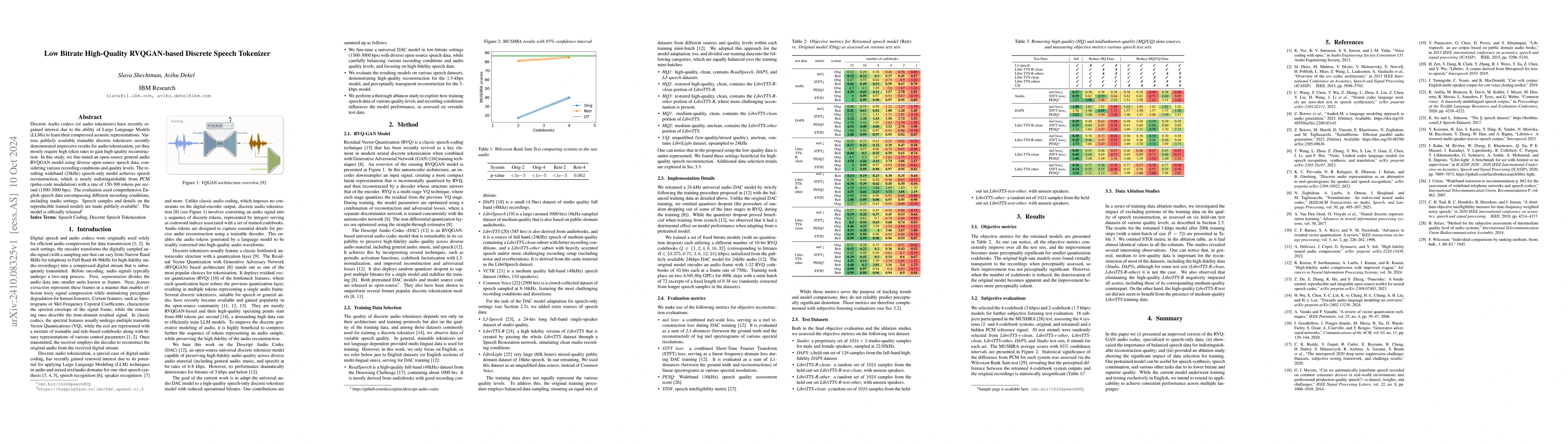 Thumbnail for Low Bitrate High-Quality RVQGAN-based Discrete Speech Tokenizer
