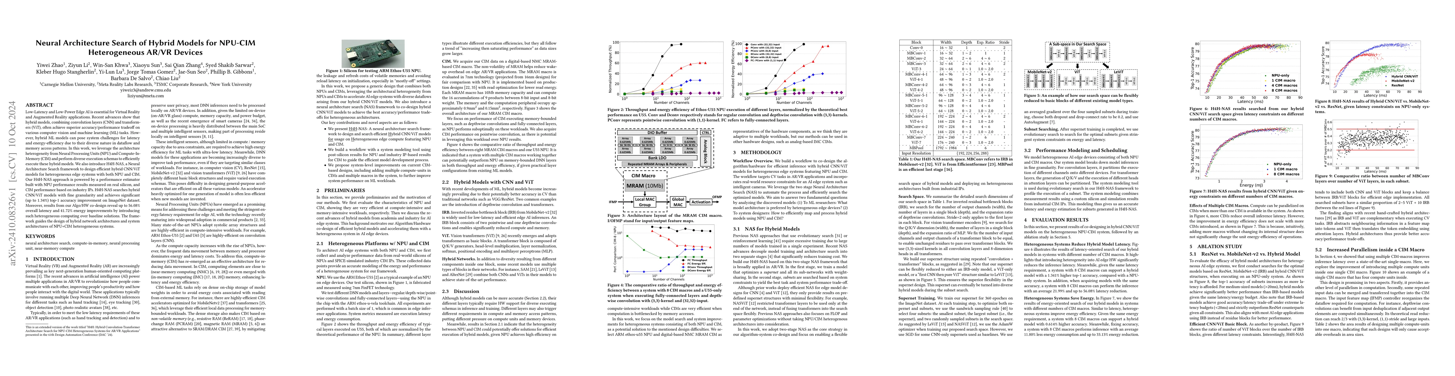 Thumbnail for Neural Architecture Search of Hybrid Models for NPU-CIM Heterogeneous
  AR/VR Devices