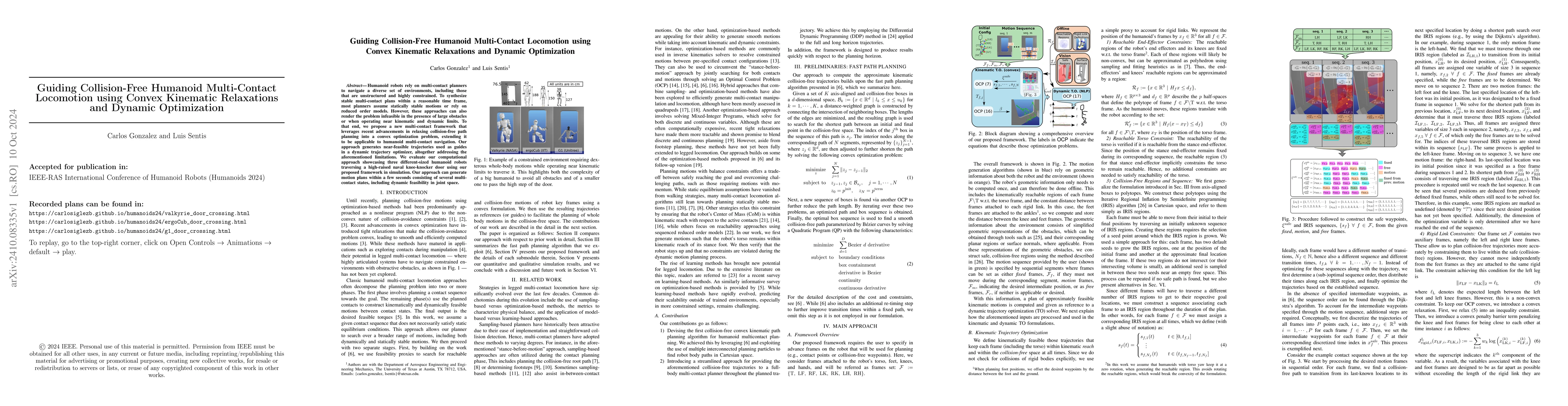 Thumbnail for Guiding Collision-Free Humanoid Multi-Contact Locomotion using Convex
  Kinematic Relaxations and Dynamic Optimization