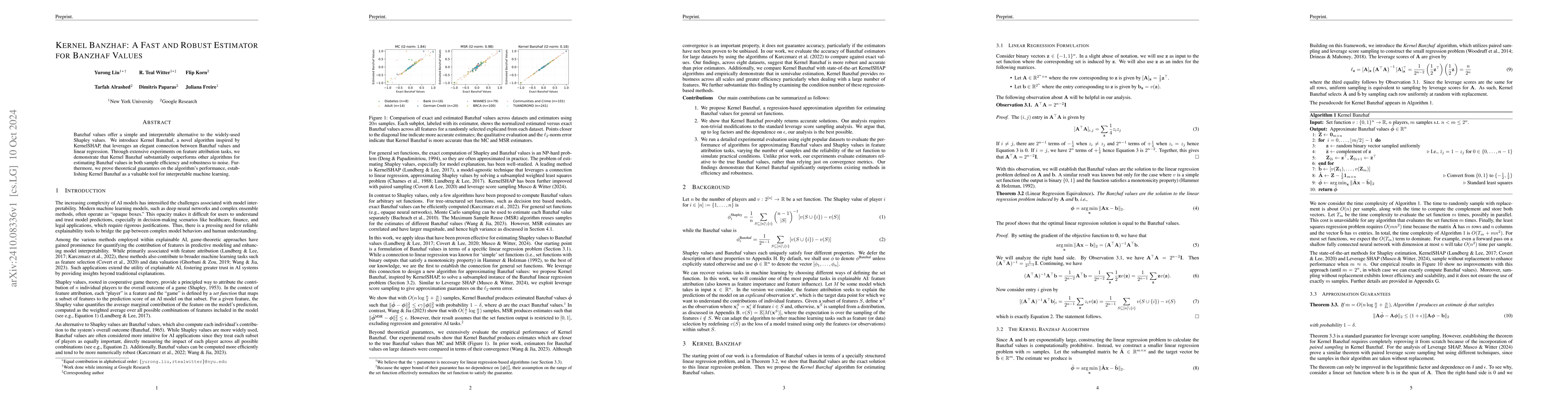 Thumbnail for Kernel Banzhaf: A Fast and Robust Estimator for Banzhaf Values