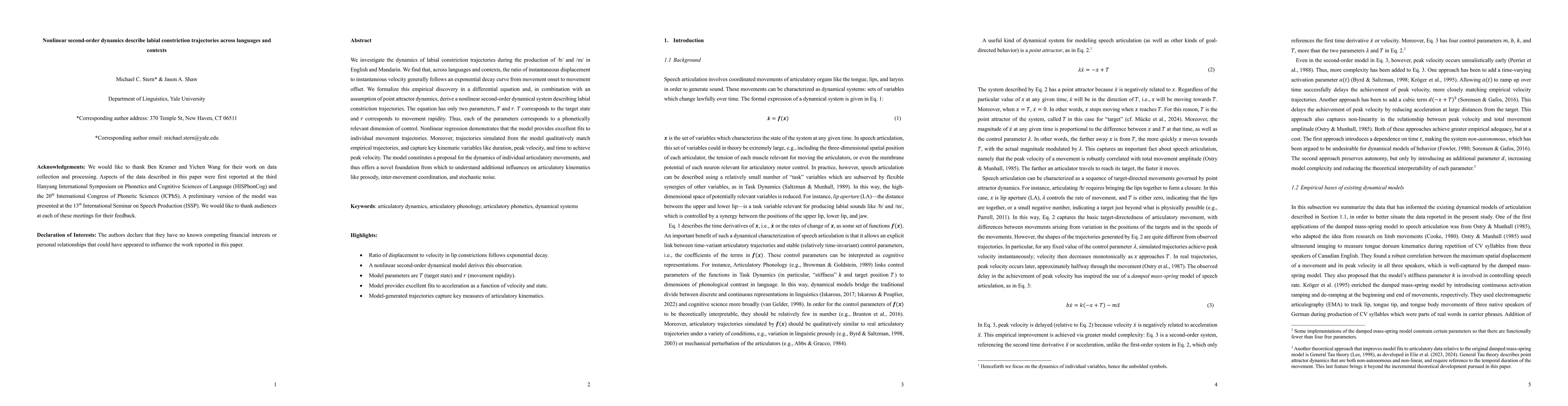 Thumbnail for Nonlinear second-order dynamics describe labial constriction
  trajectories across languages and contexts