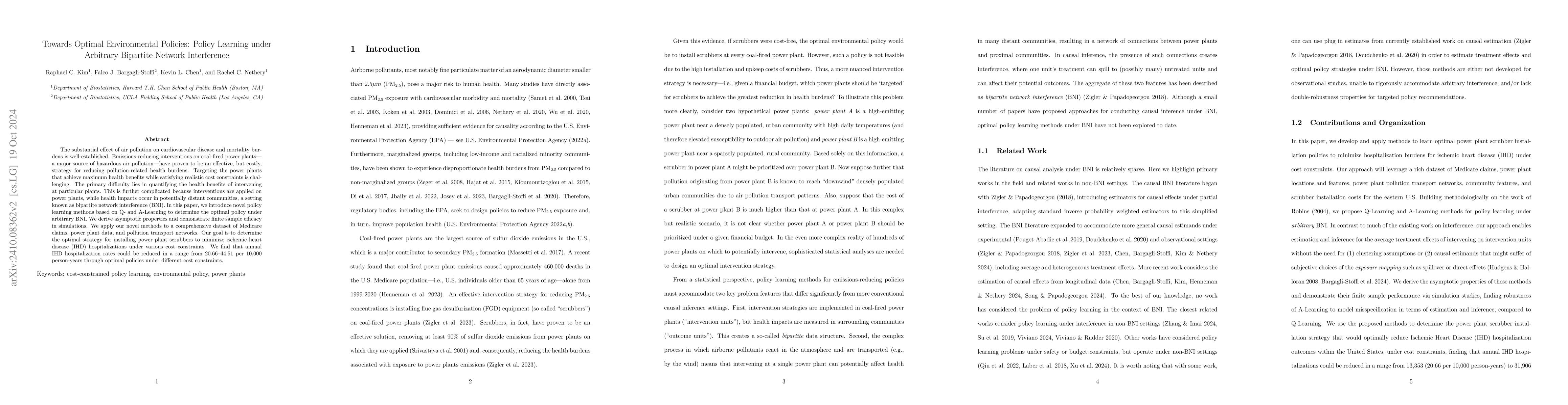 Thumbnail for Towards Optimal Environmental Policies: Policy Learning under Arbitrary
  Bipartite Network Interference