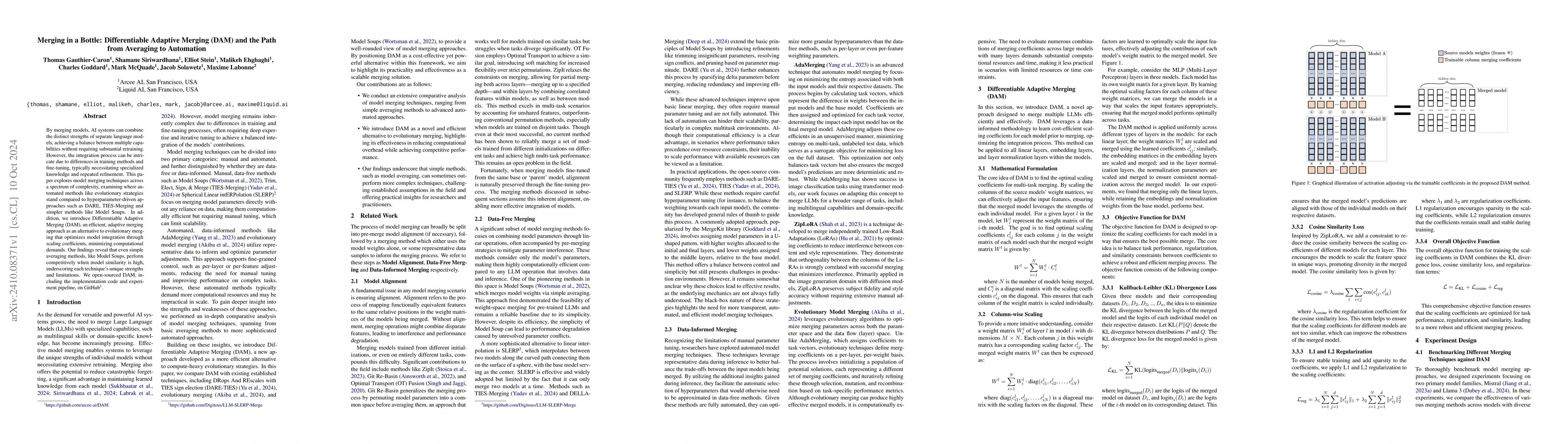 Thumbnail for Merging in a Bottle: Differentiable Adaptive Merging (DAM) and the Path
  from Averaging to Automation
