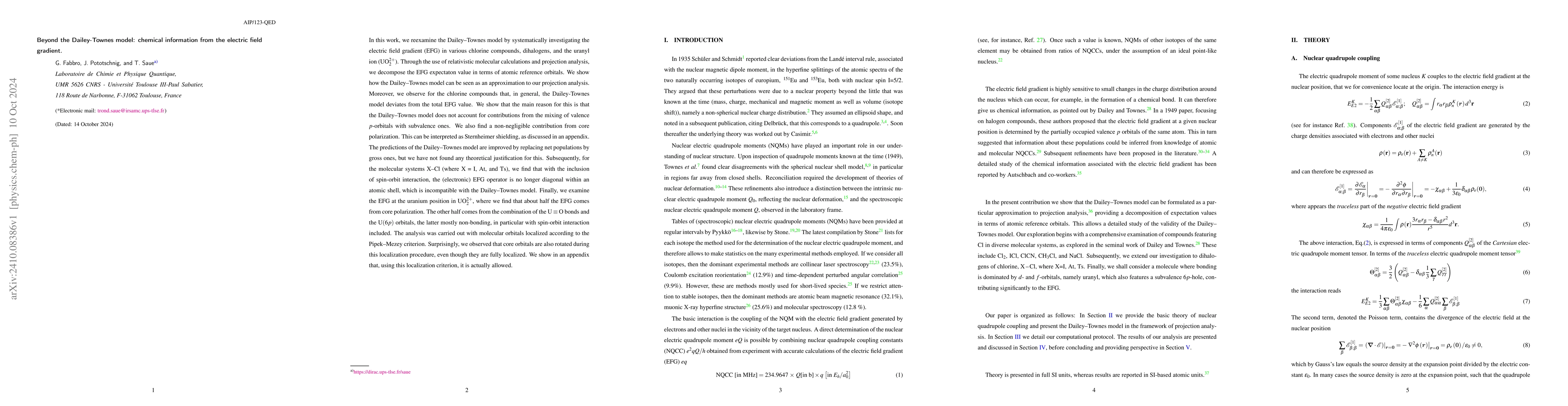 Thumbnail for Beyond the Dailey-Townes model: chemical information from the electric
  field gradient