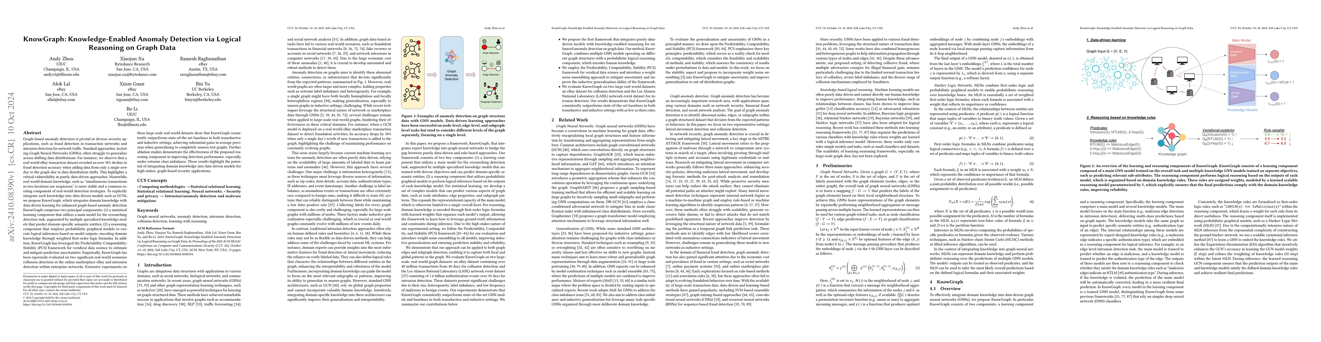Thumbnail for KnowGraph: Knowledge-Enabled Anomaly Detection via Logical Reasoning on
  Graph Data