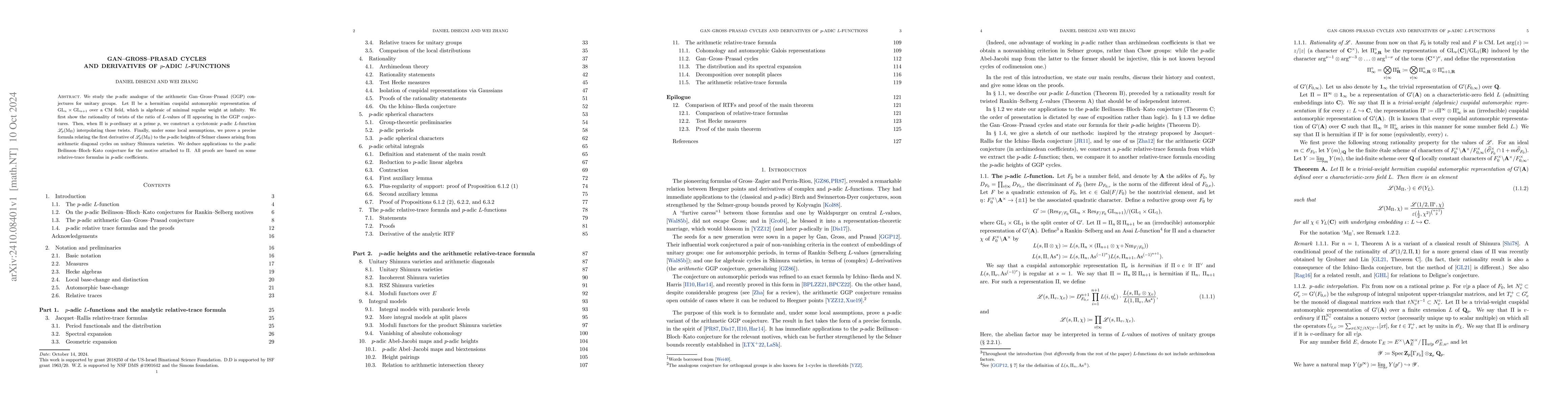 Thumbnail for Gan--Gross--Prasad cycles and derivatives of $p$-adic $L$-functions