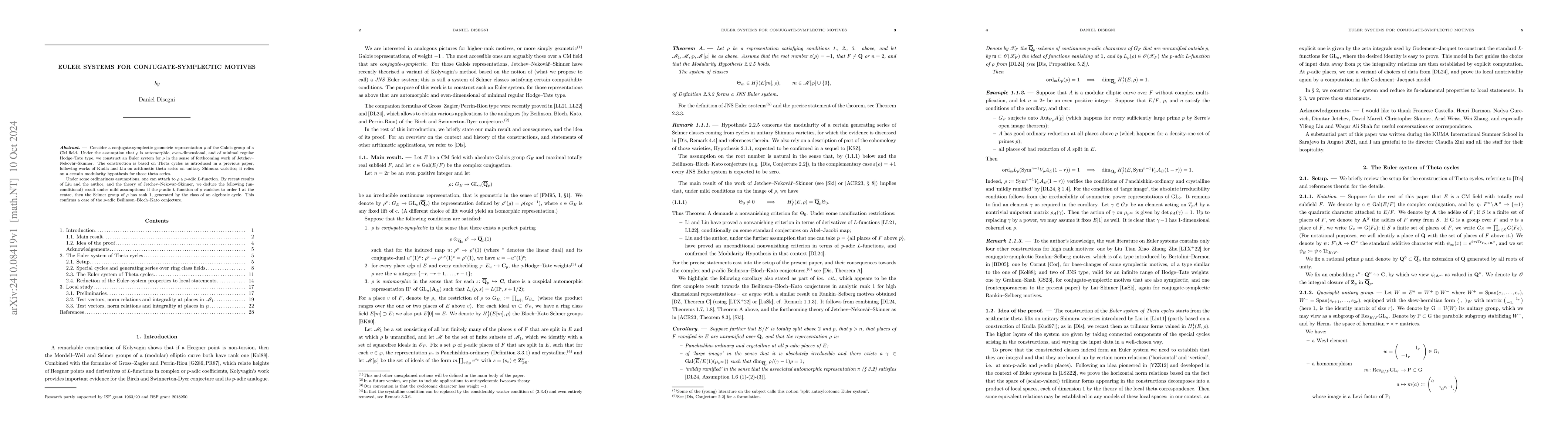 Thumbnail for Euler systems for conjugate-symplectic motives