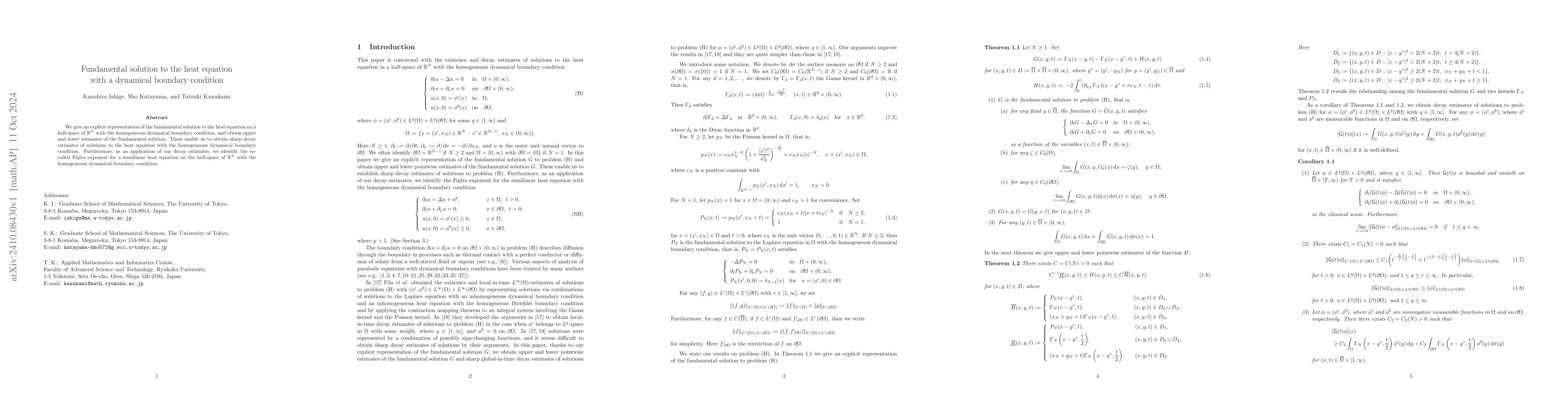 Thumbnail for Fundamental solution to the heat equation with a dynamical boundary
  condition