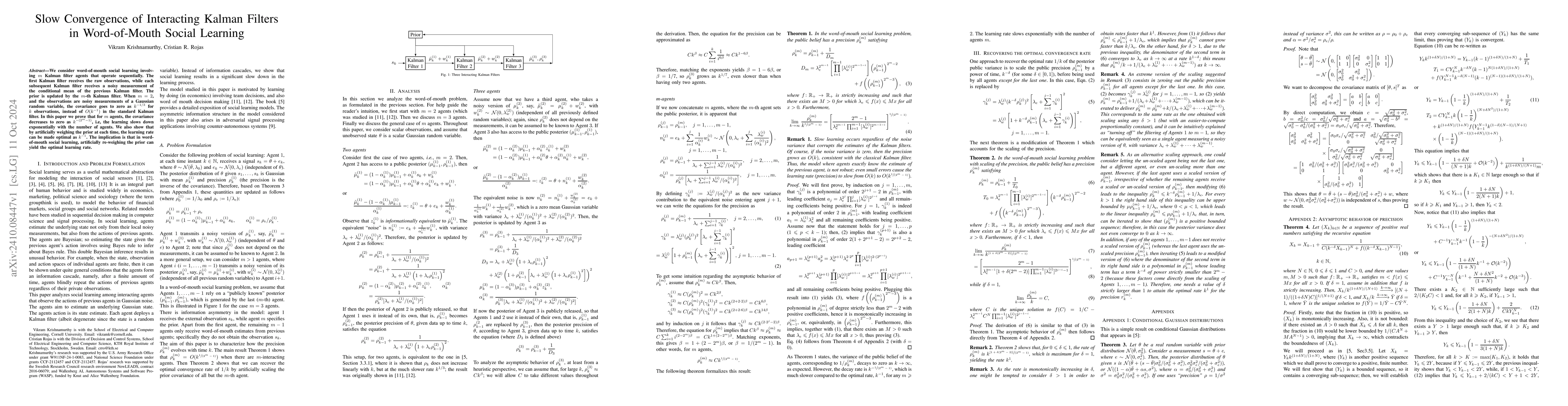 Thumbnail for Slow Convergence of Interacting Kalman Filters in Word-of-Mouth Social
  Learning