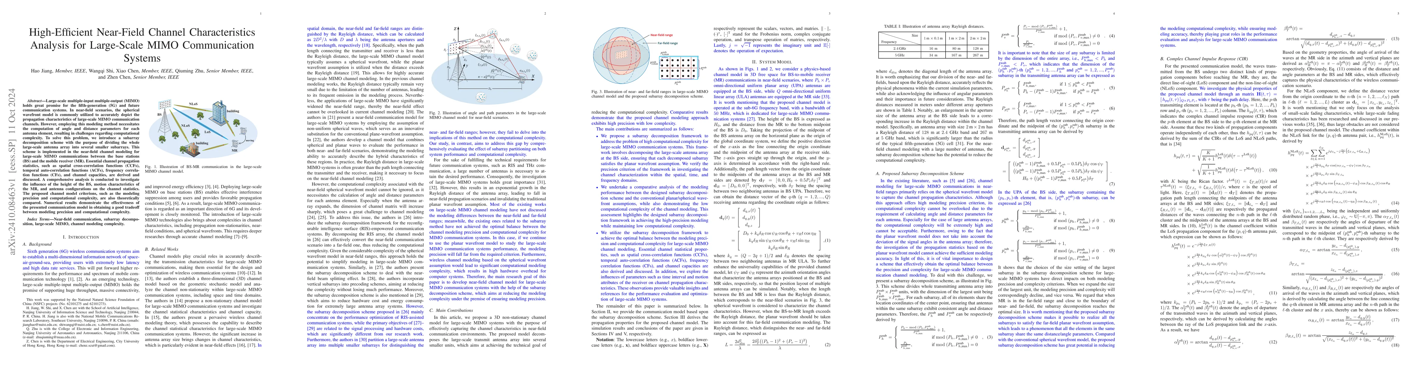 Thumbnail for High-Efficient Near-Field Channel Characteristics Analysis for
  Large-Scale MIMO Communication Systems