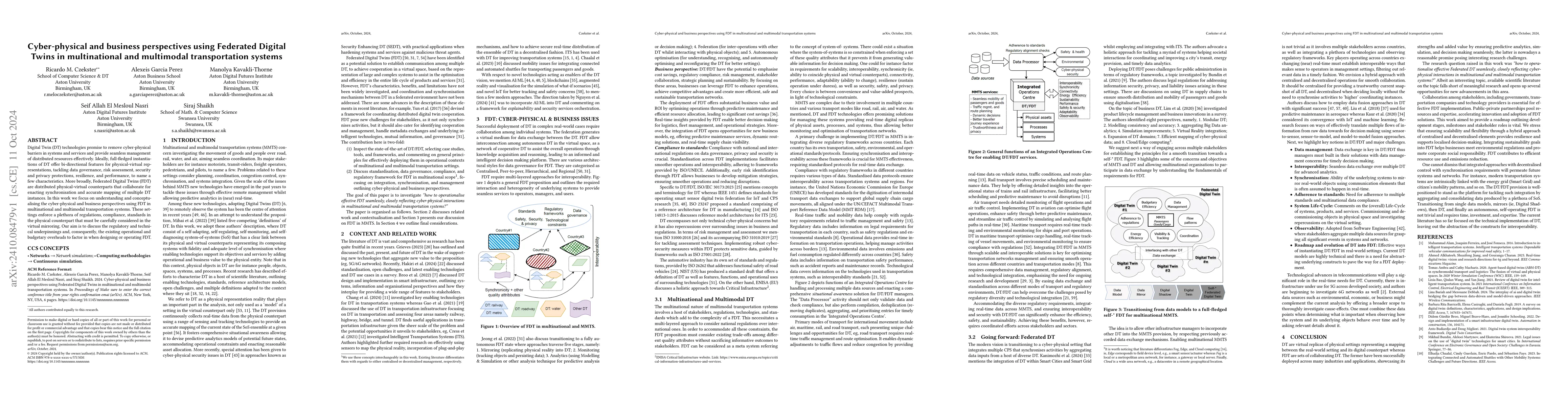 Thumbnail for Cyber-physical and business perspectives using Federated Digital Twins
  in multinational and multimodal transportation systems