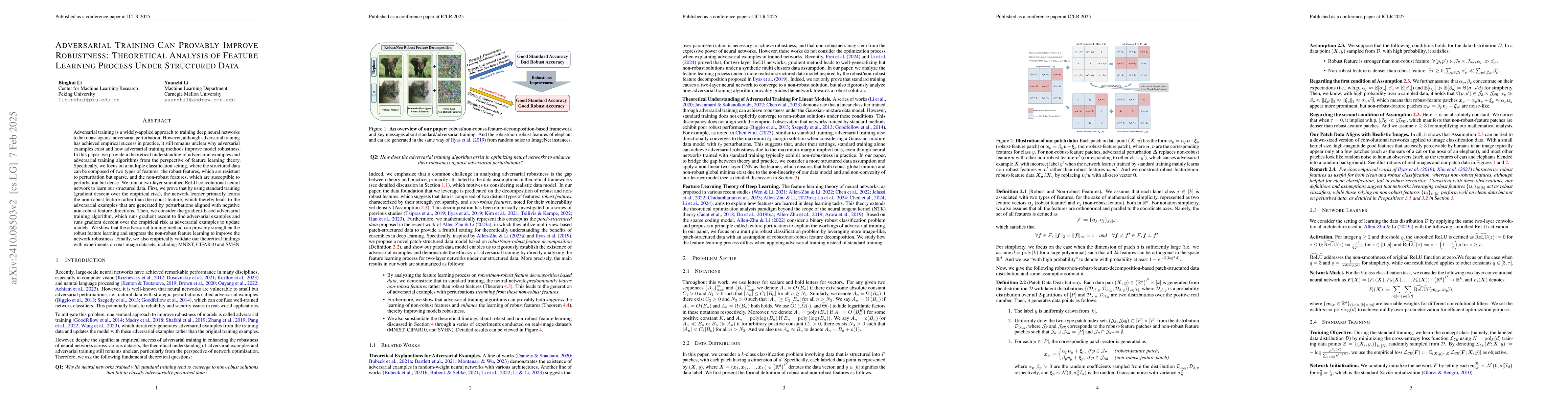 Thumbnail for Adversarial Training Can Provably Improve Robustness: Theoretical
  Analysis of Feature Learning Process Under Structured Data