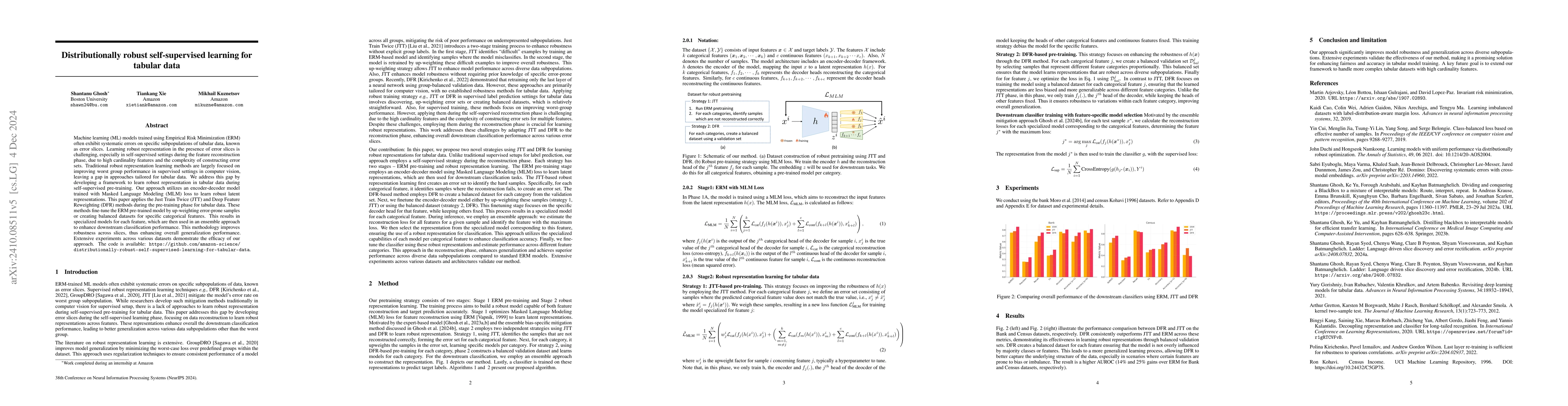 Thumbnail for Distributionally robust self-supervised learning for tabular data