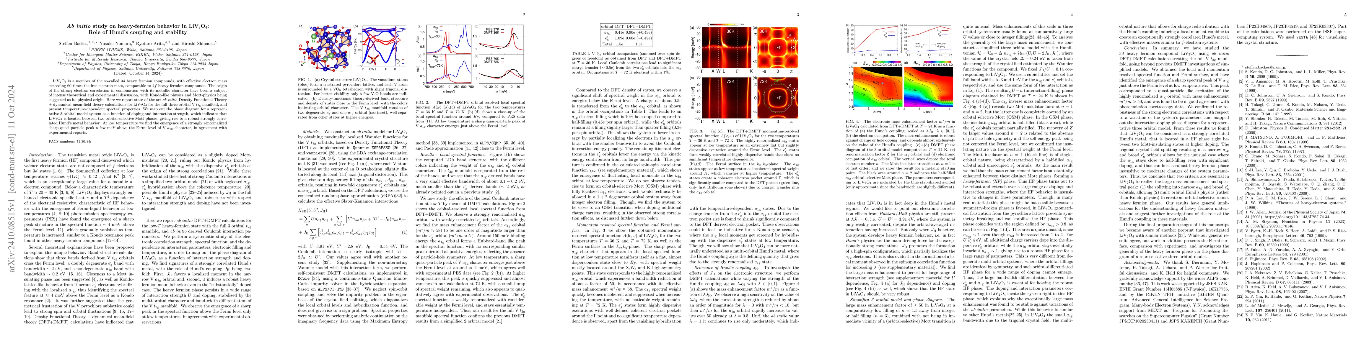 Thumbnail for Ab initio study on heavy-fermion behavior in LiV$_2$O$_4$: Role of
  Hund's coupling and stability