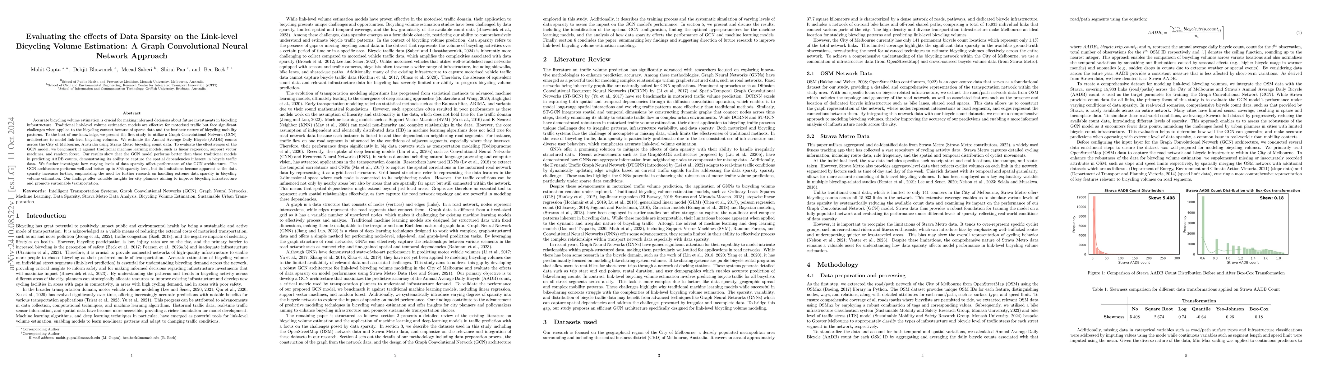 Thumbnail for Evaluating the effects of Data Sparsity on the Link-level Bicycling
  Volume Estimation: A Graph Convolutional Neural Network Approach