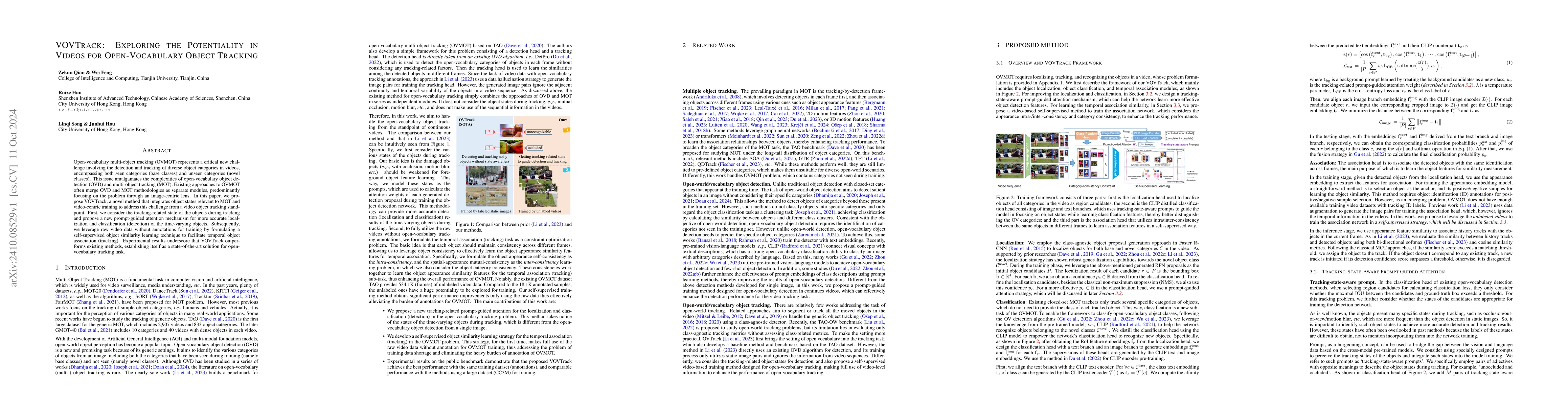 Thumbnail for VOVTrack: Exploring the Potentiality in Videos for Open-Vocabulary
  Object Tracking