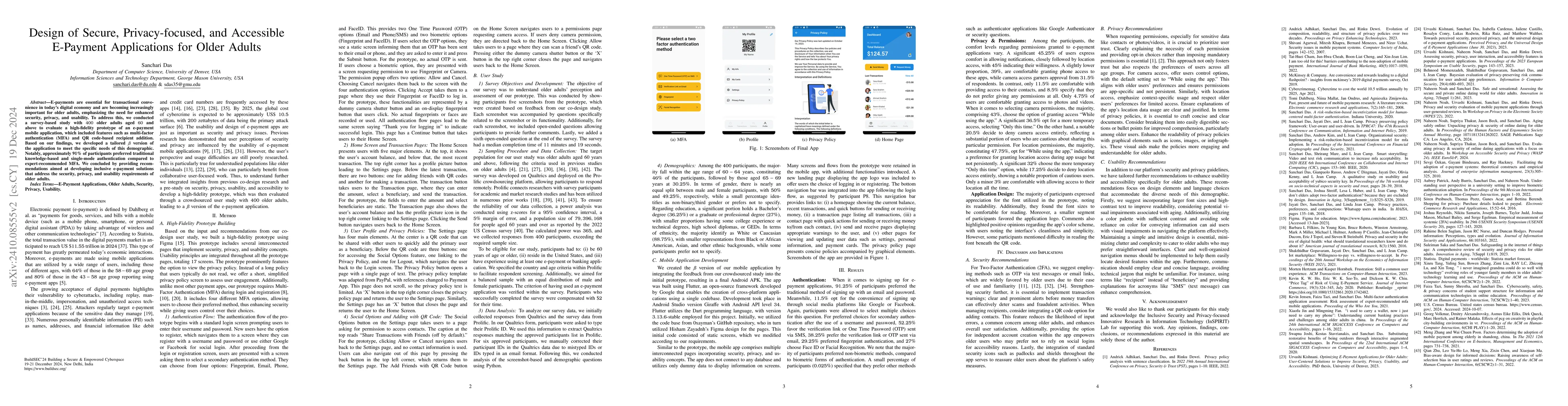 Thumbnail for Design of Secure, Privacy-focused, and Accessible E-Payment Applications
  for Older Adults