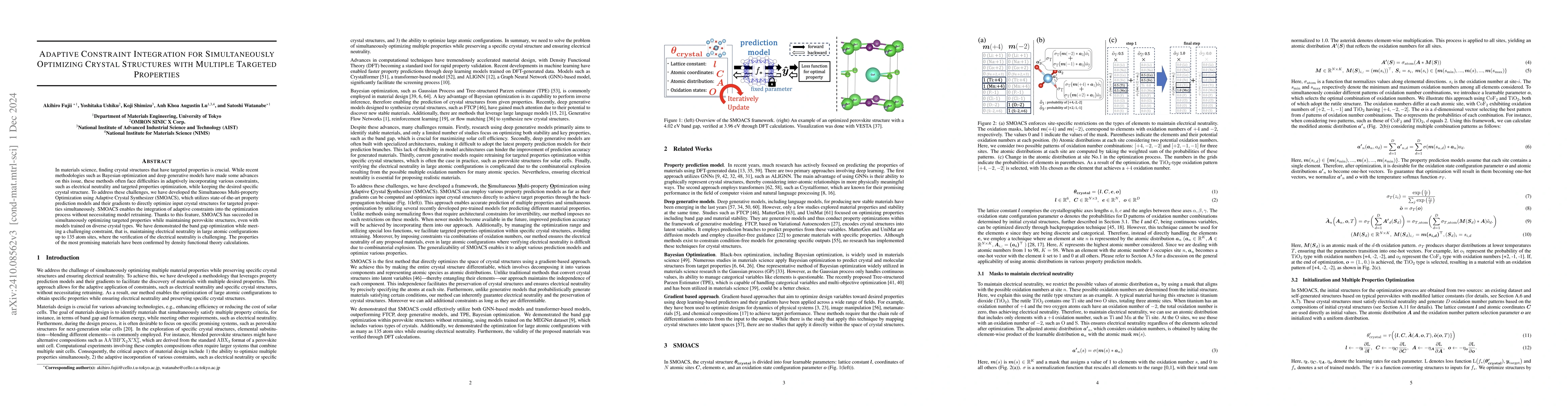 Thumbnail for Adaptive Constraint Integration for Simultaneously Optimizing Crystal
  Structures with Multiple Targeted Properties