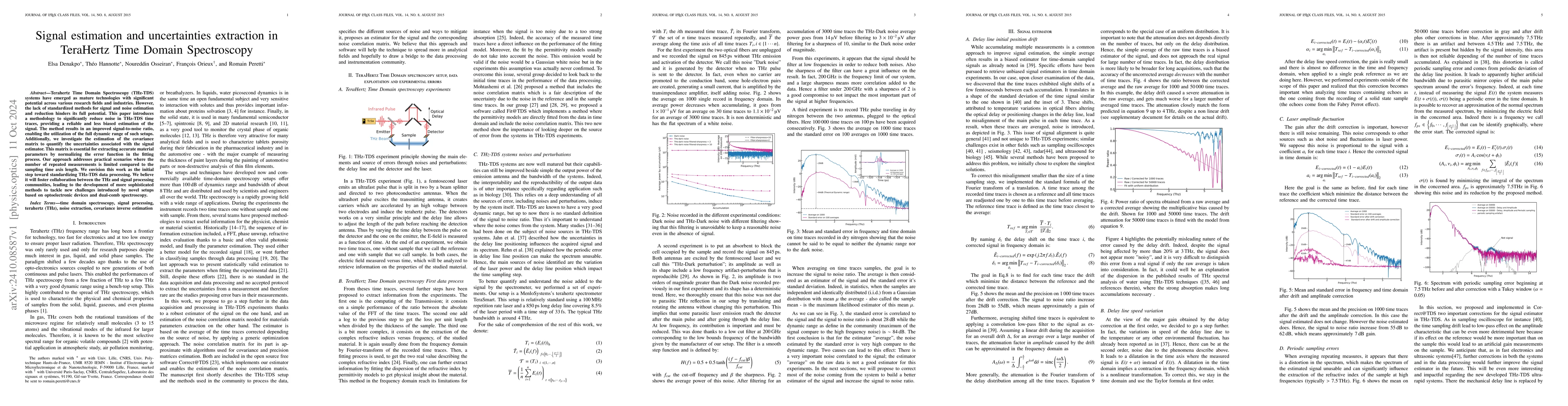 Thumbnail for Signal estimation and uncertainties extraction in TeraHertz Time Domain
  Spectroscopy