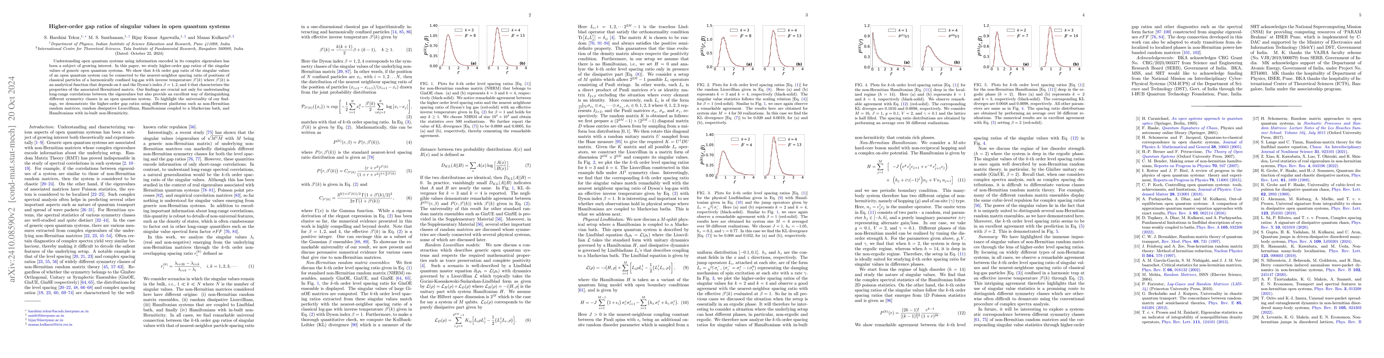 Thumbnail for Higher-order gap ratios of singular values in open quantum systems