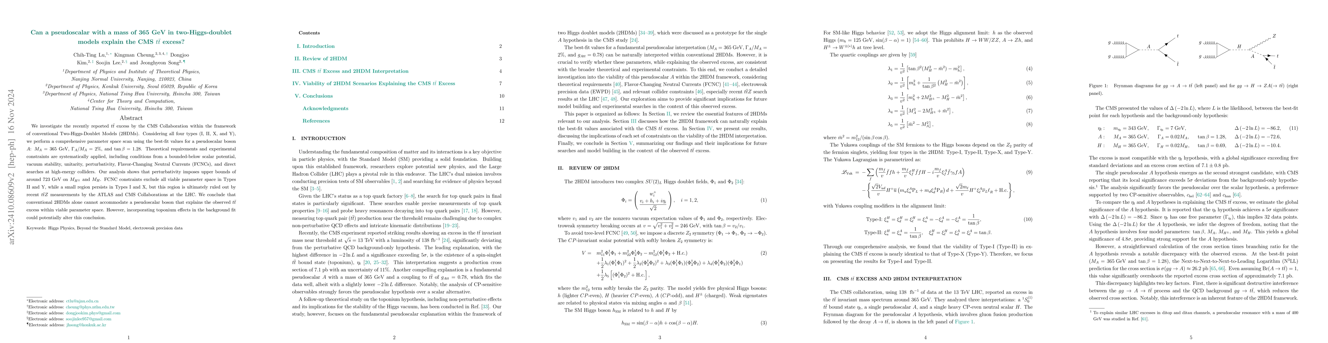 Thumbnail for Can a pseudoscalar with a mass of 365 GeV in two-Higgs-doublet models
  explain the CMS $t\bar{t}$ excess?