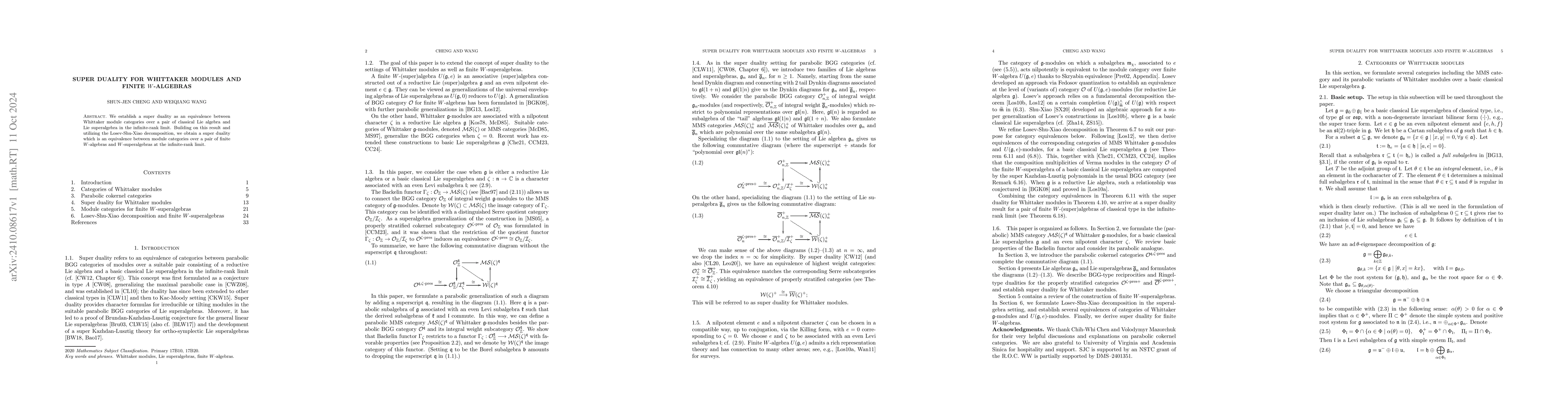 Thumbnail for Super duality for Whittaker modules and finite $W$-algebras