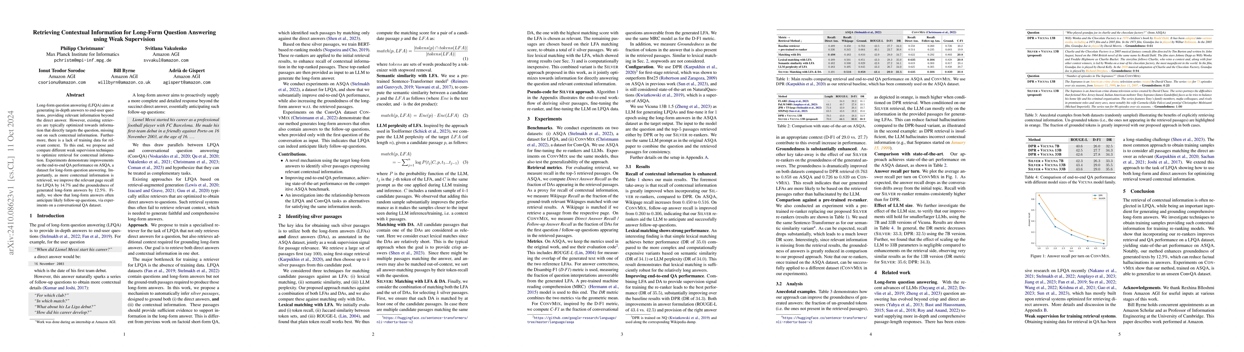 Thumbnail for Retrieving Contextual Information for Long-Form Question Answering using
  Weak Supervision