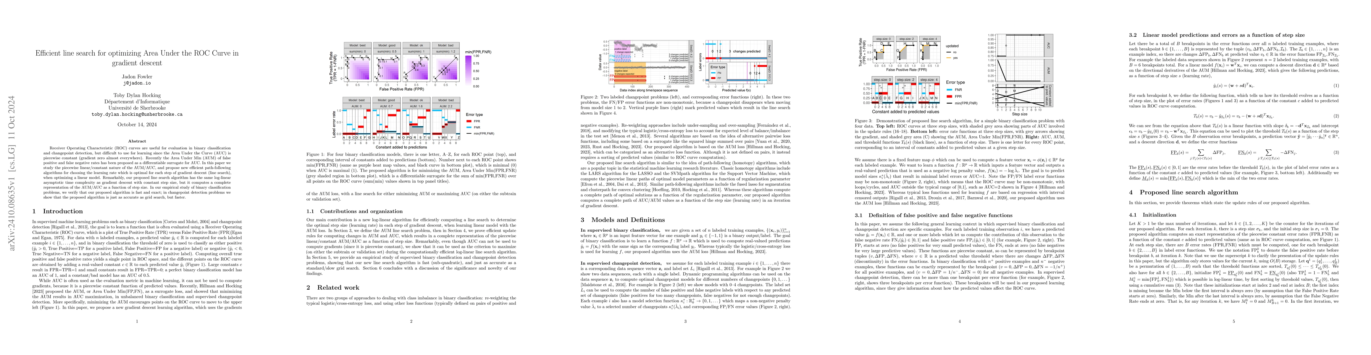 Thumbnail for Efficient line search for optimizing Area Under the ROC Curve in
  gradient descent