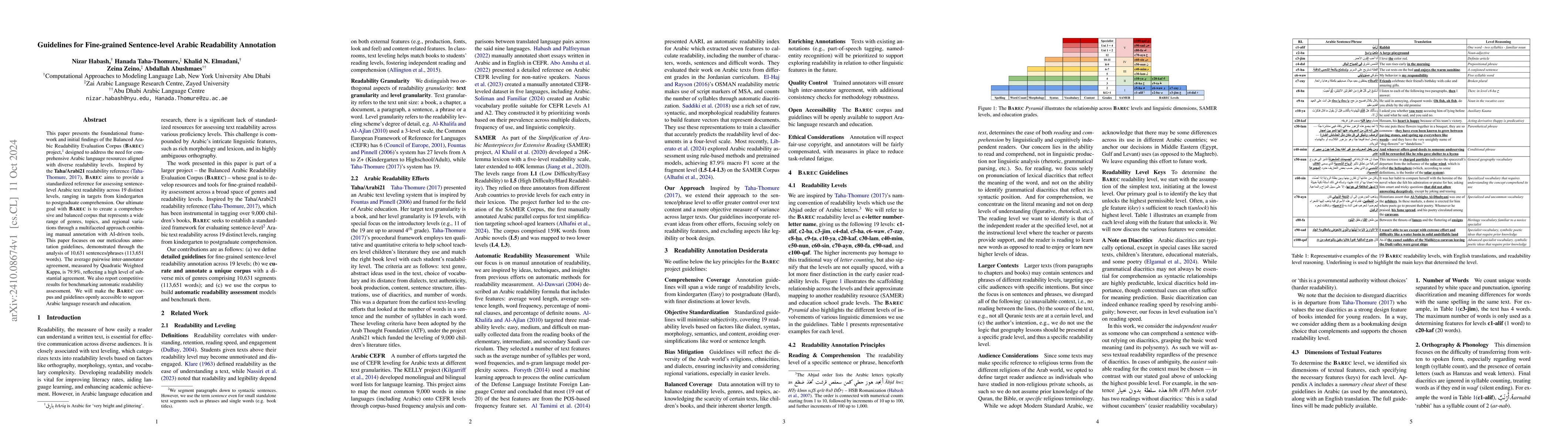 Thumbnail for Guidelines for Fine-grained Sentence-level Arabic Readability Annotation