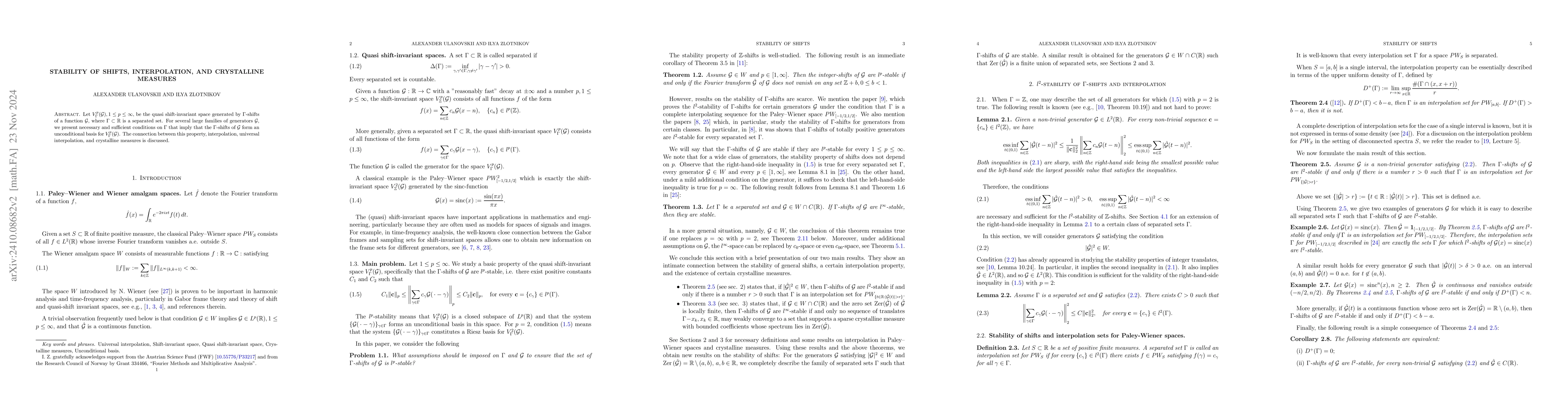 Thumbnail for Stability of shifts, interpolation, and crystalline measures