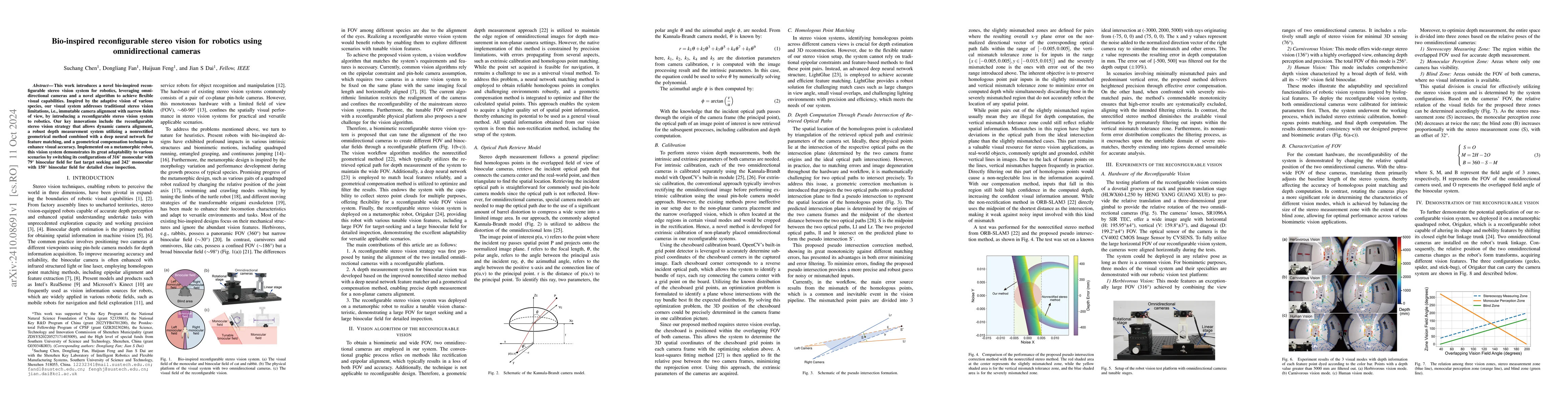 Thumbnail for Bio-inspired reconfigurable stereo vision for robotics using
  omnidirectional cameras