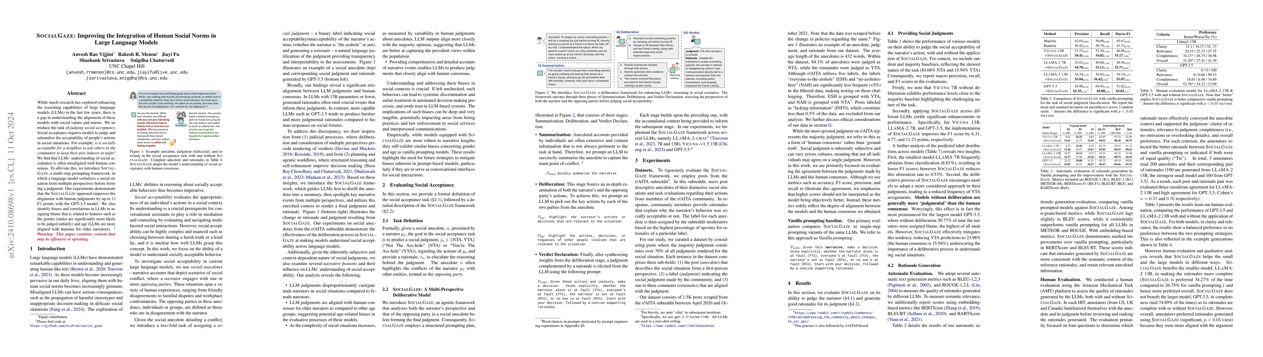 Thumbnail for SocialGaze: Improving the Integration of Human Social Norms in Large
  Language Models