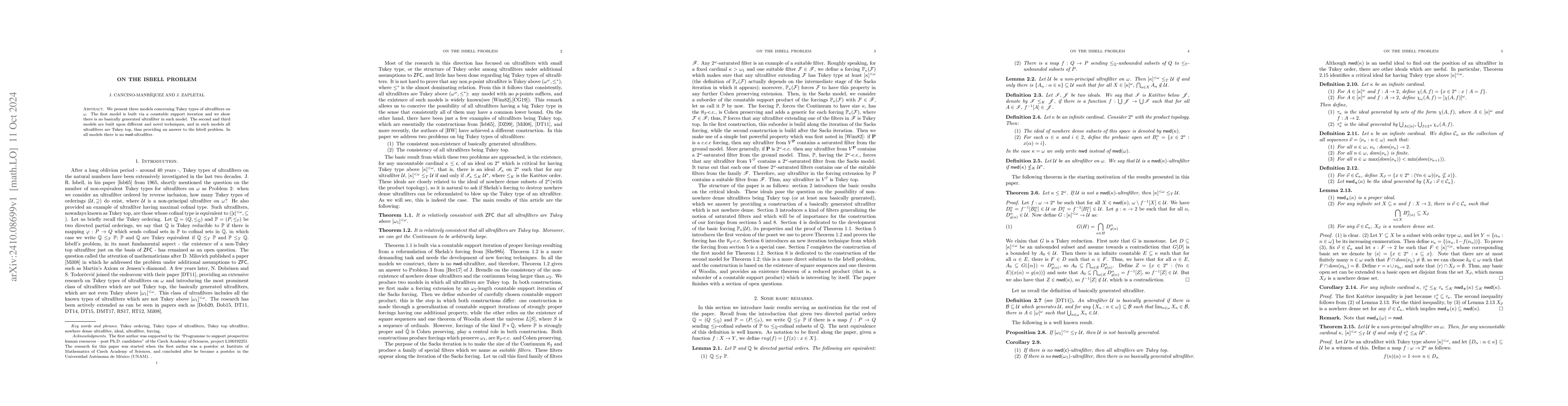 Thumbnail for On the Isbell problem