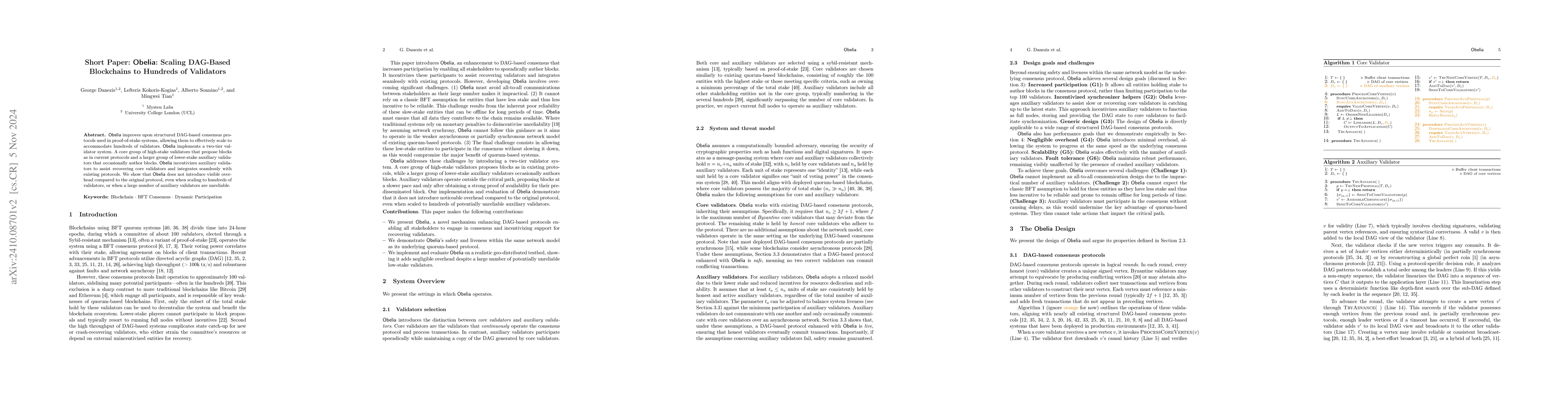 Thumbnail for Obelia: Scaling DAG-Based Blockchains to Hundreds of Validators
