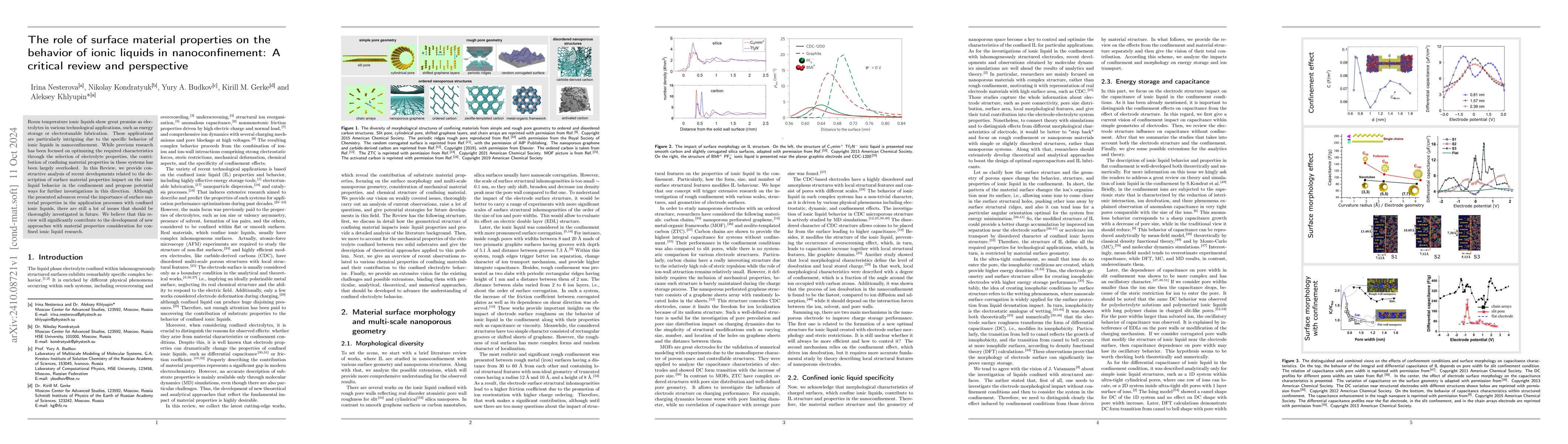 Thumbnail for The role of surface material properties on the behavior of ionic liquids
  in nanoconfinement: A critical review and perspective