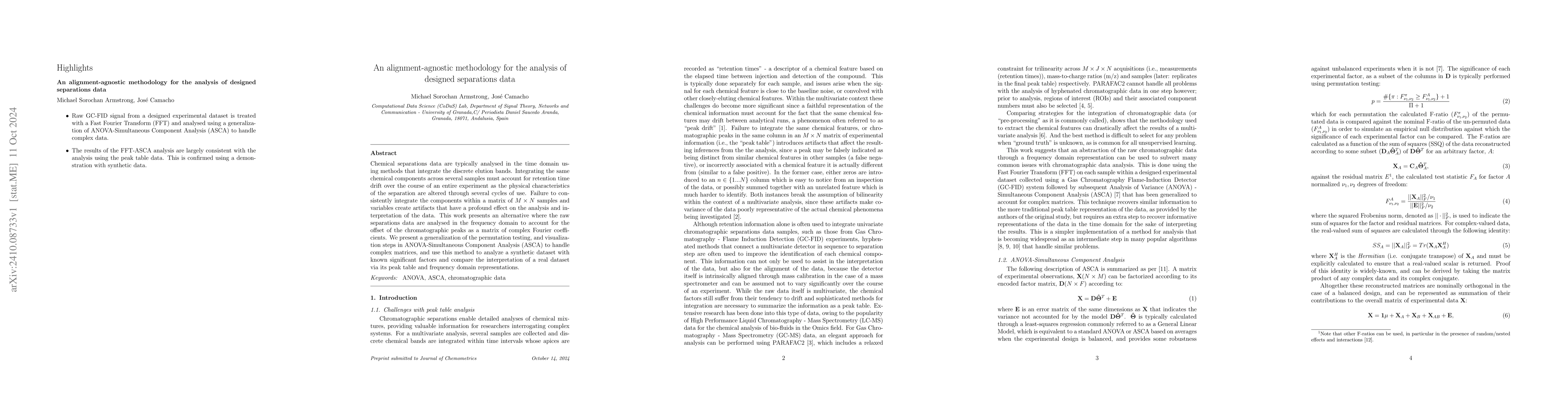 Thumbnail for An alignment-agnostic methodology for the analysis of designed
  separations data