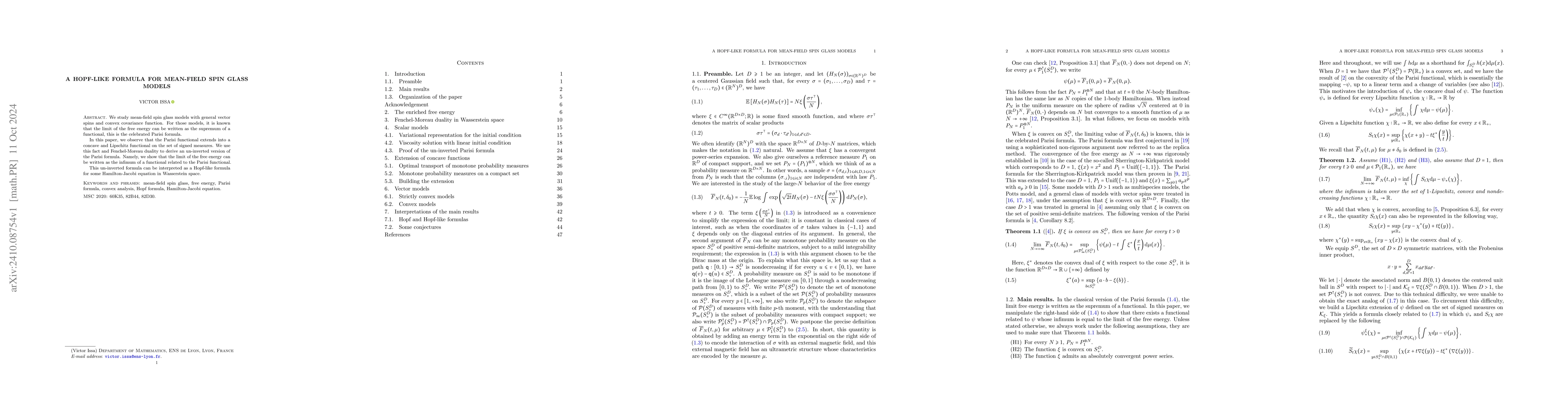 Thumbnail for A Hopf-like formula for mean-field spin glass models
