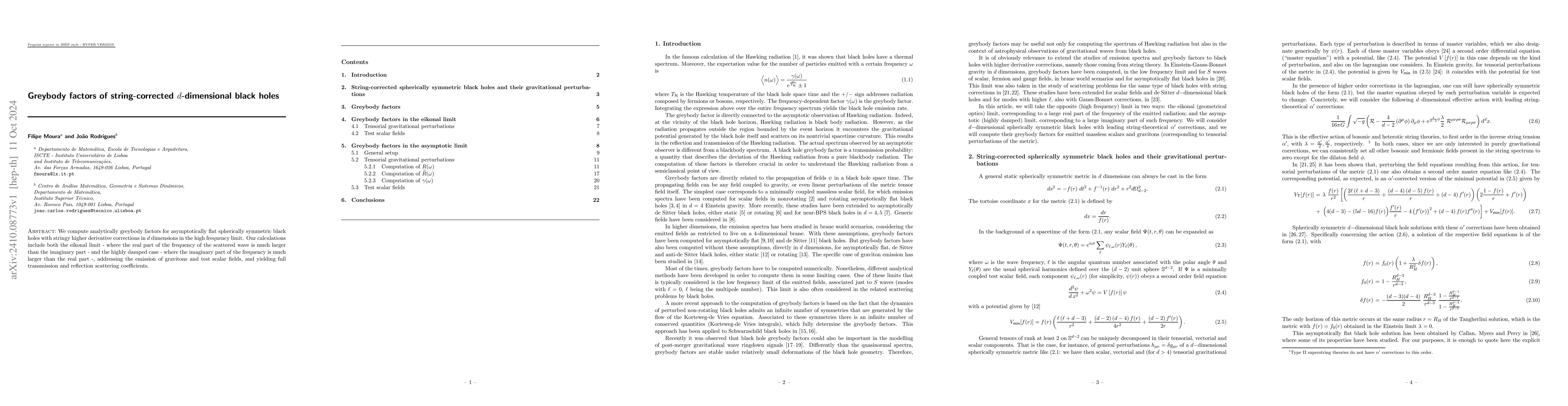 Thumbnail for Greybody factors of string-corrected d-dimensional black holes