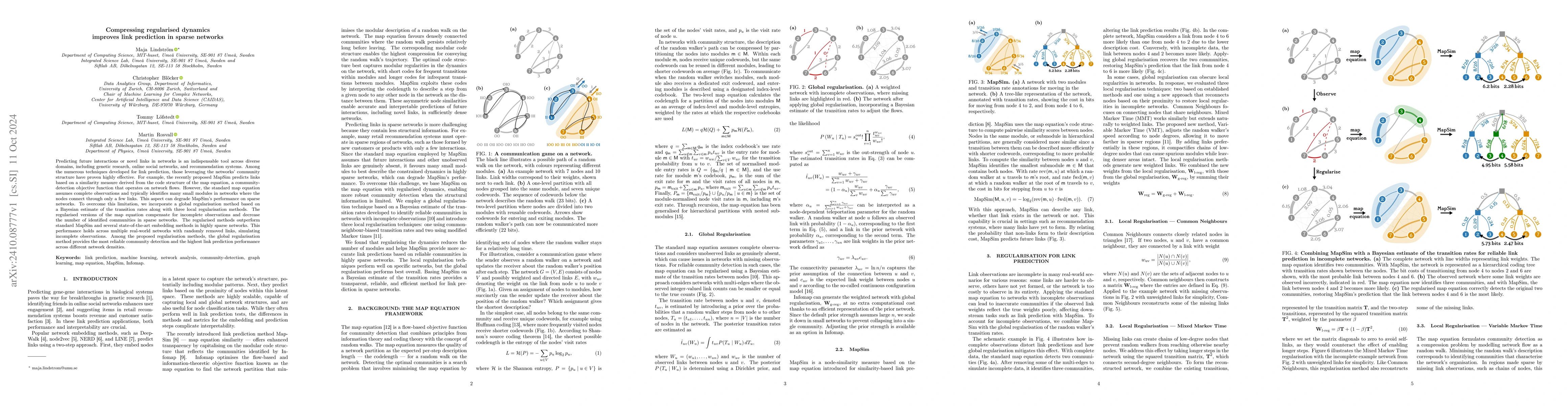 Thumbnail for Compressing regularised dynamics improves link prediction in sparse
  networks
